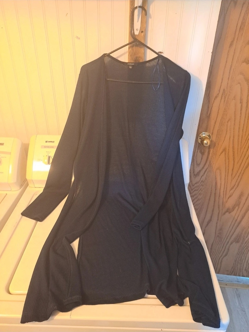 Women's Open-Front Lightweight Black Cardigan Sweater